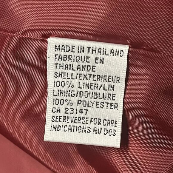 Talbots Irish Linen Maxi Dress 10 P Petites Red Button Front Collar Lined - Picture 8 of 9